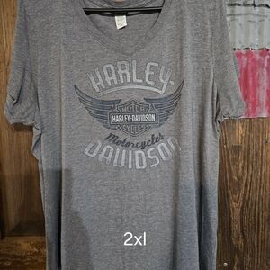 Harley-Davidson Gray V-Neck T-Shirt 2XL